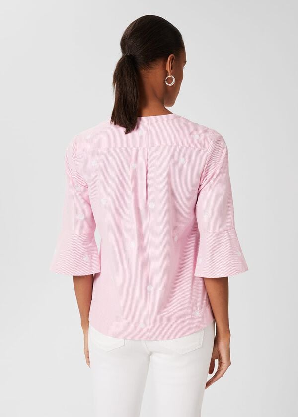 Hobbs Acacia Embroidered Top Pink White