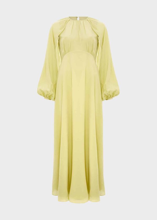 Hobbs Acacia Silk Dress Pastel Yellow