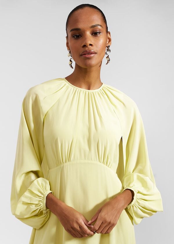 Hobbs Acacia Silk Dress Pastel Yellow