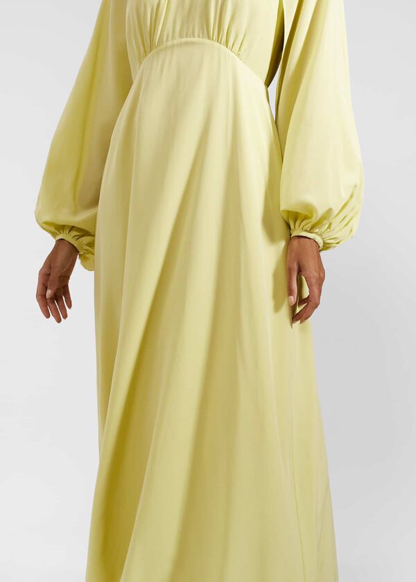 Hobbs Acacia Silk Dress Pastel Yellow