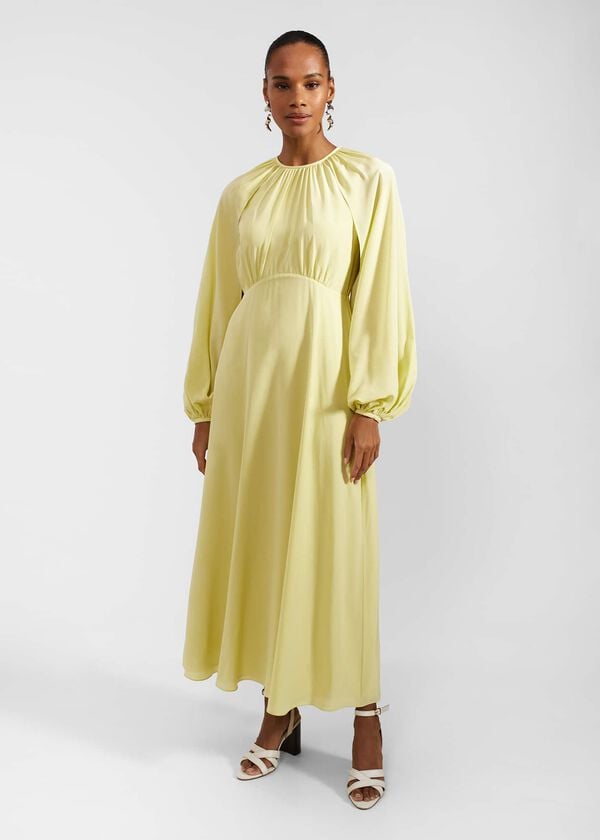 hobbs Acacia Silk Dress Pastel Yellow