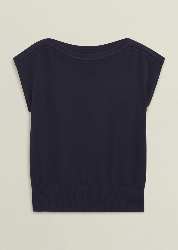 Hobbs Addison Knitted Top With Wool Hobbs Navy
