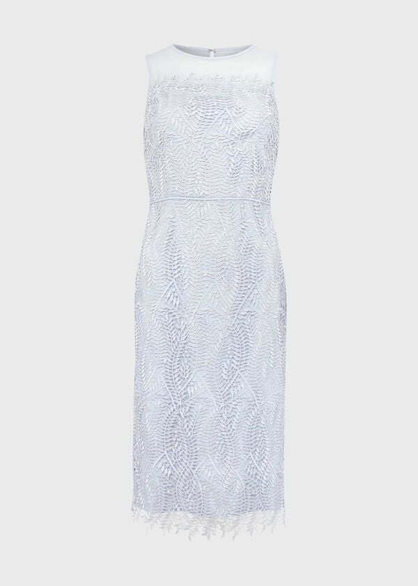 Hobbs Adela Lace Shift Dress Pale Blue