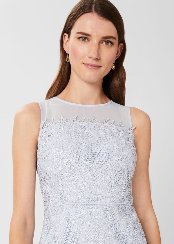 Hobbs Adela Lace Shift Dress Pale Blue