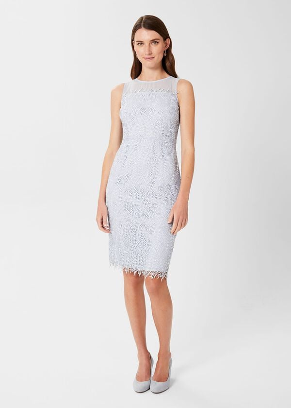 hobbs Adela Lace Shift Dress Pale Blue