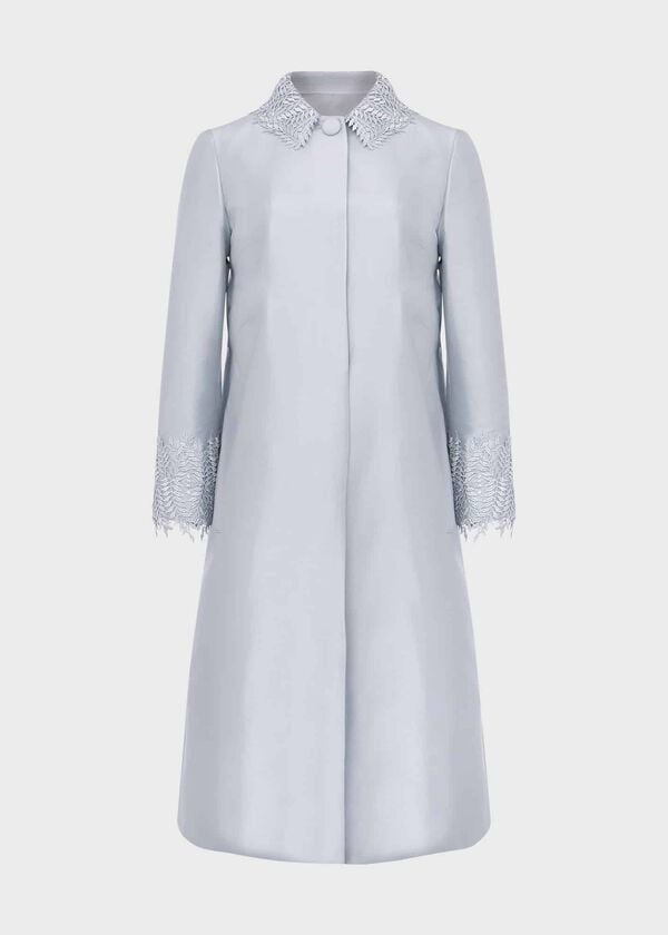 Hobbs Adela Silk Blend Coat Pale Blue