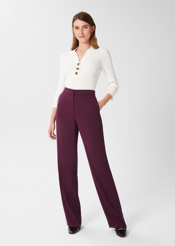 hobbs Adelia Straight Trousers Deep Plum