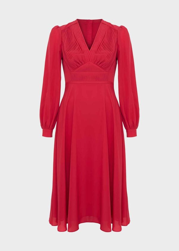 Hobbs Adrianna Midi Dress Rouge Pink