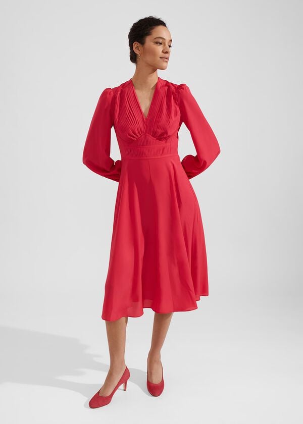 hobbs Adrianna Midi Dress Rouge Pink
