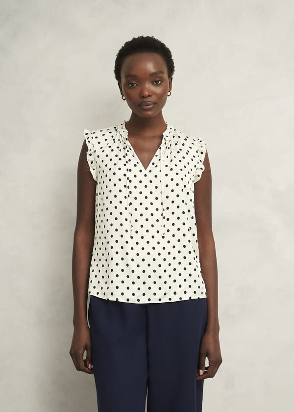 hobbs Adriel Blouse Ivory Navy