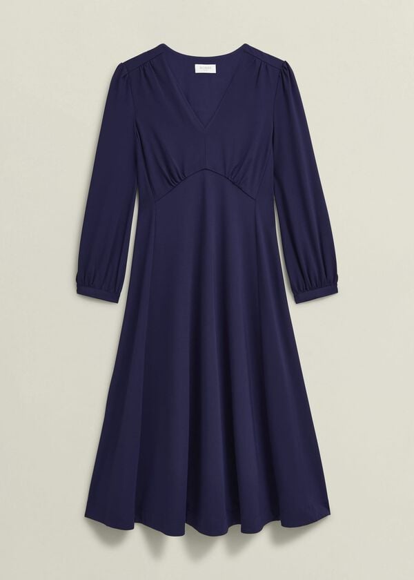 Hobbs Agatha Ponte Dress Rich Navy Blue
