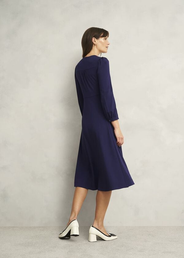 Hobbs Agatha Ponte Dress Rich Navy Blue
