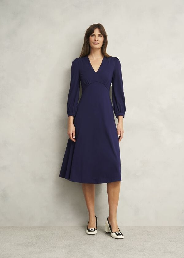 hobbs Agatha Ponte Dress Rich Navy Blue