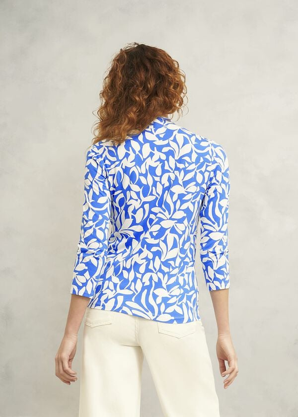 Hobbs Aimee Printed Top Blue Ivory