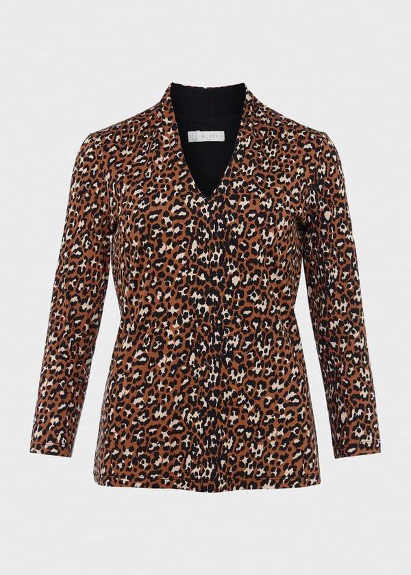 Hobbs Aimee Printed Top Brown Multi