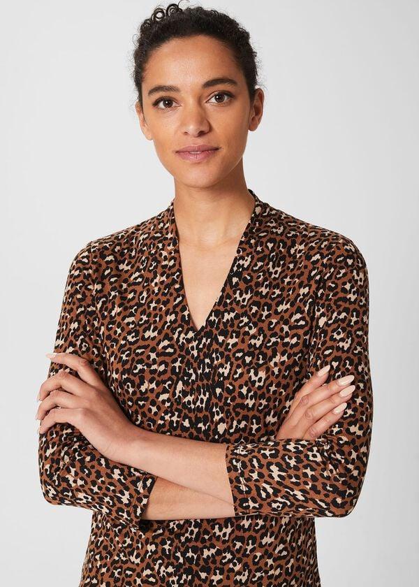 Hobbs Aimee Printed Top Brown Multi