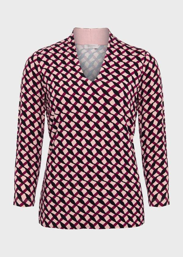 Hobbs Aimee Printed Top Geo Bramble