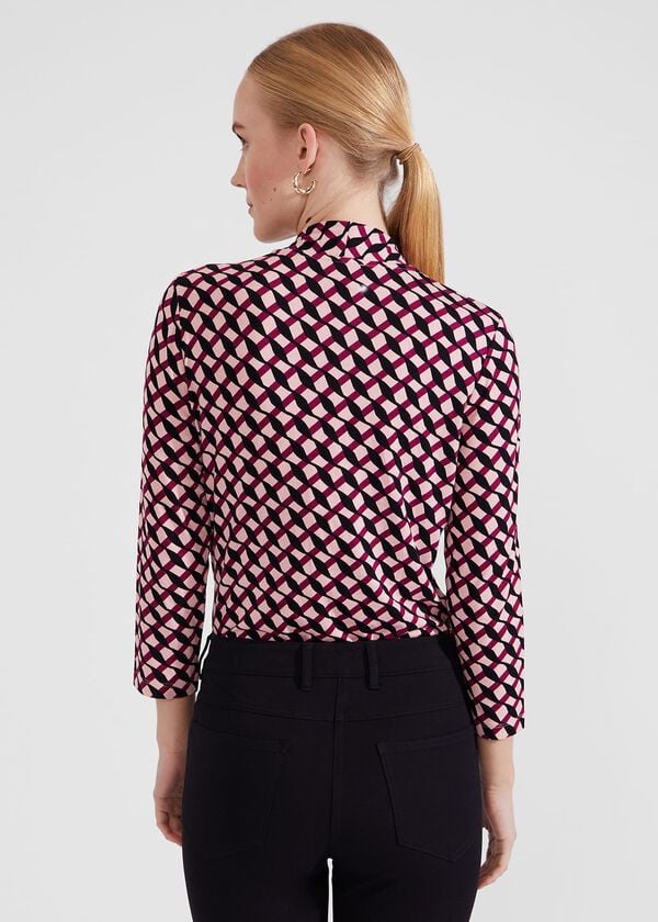 Hobbs Aimee Printed Top Geo Bramble