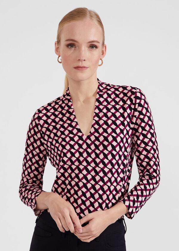 hobbs Aimee Printed Top Geo Bramble