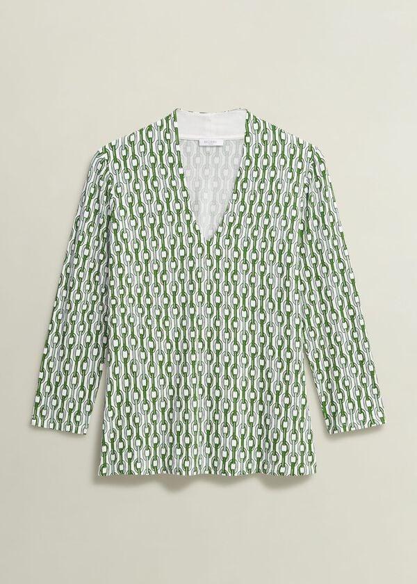 Hobbs Aimee Printed Top Green Ivory