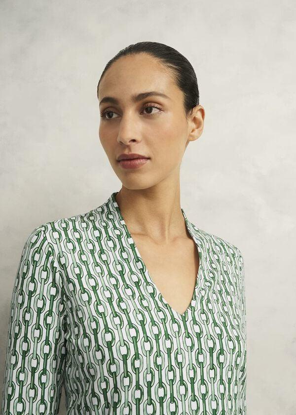 Hobbs Aimee Printed Top Green Ivory