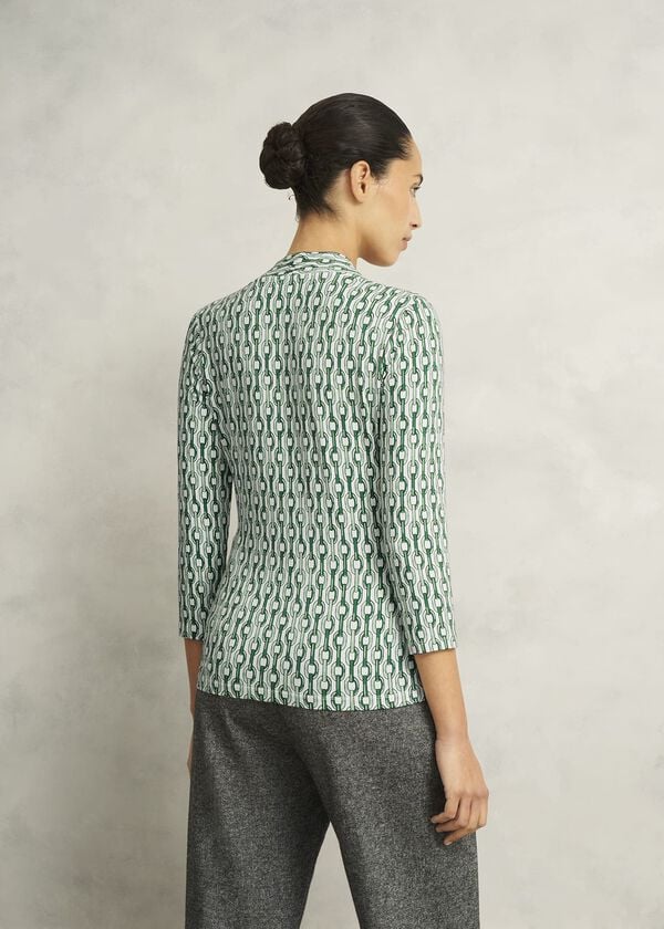 Hobbs Aimee Printed Top Green Ivory