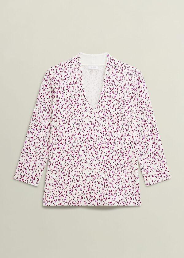 Hobbs Aimee Printed Top Ivory Pink