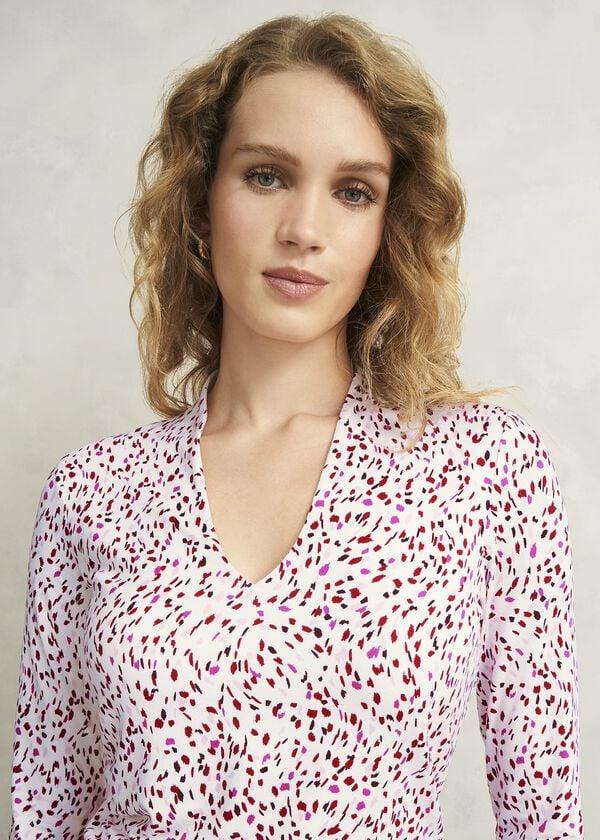 Hobbs Aimee Printed Top Ivory Pink