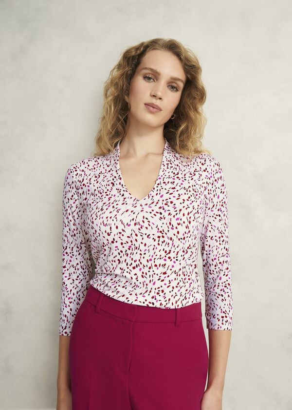 hobbs Aimee Printed Top Ivory Pink