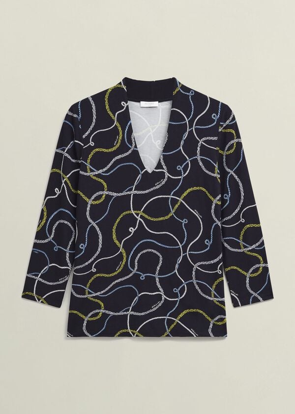 Hobbs Aimee Printed Top Navy Multi