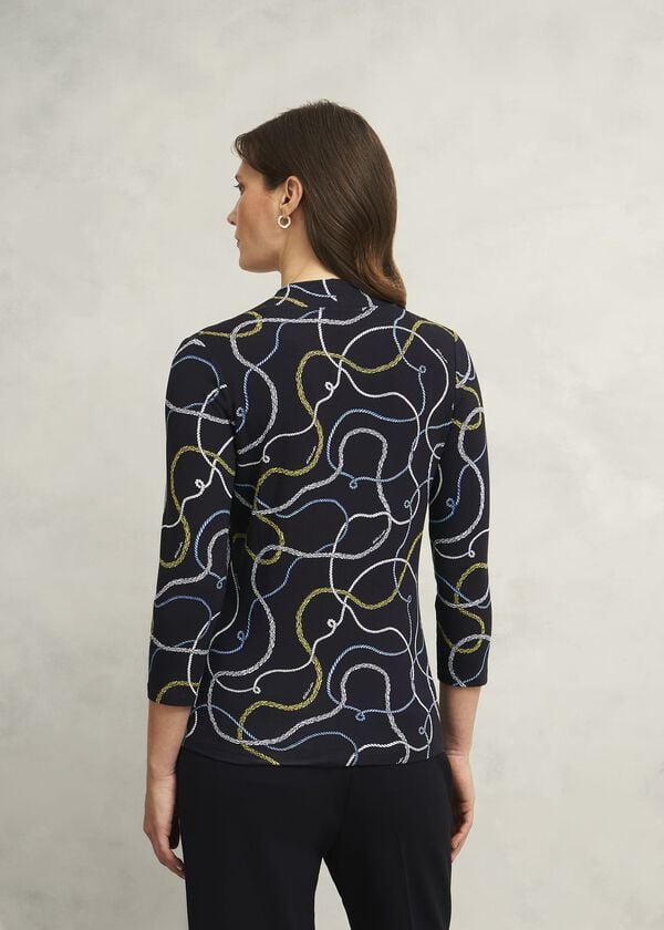 Hobbs Aimee Printed Top Navy Multi