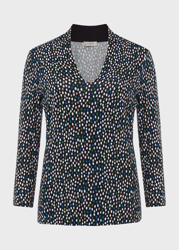 Hobbs Aimee Printed Top Navy Multi