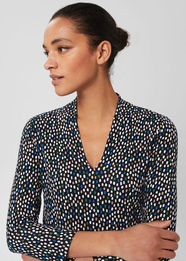 Hobbs Aimee Printed Top Navy Multi