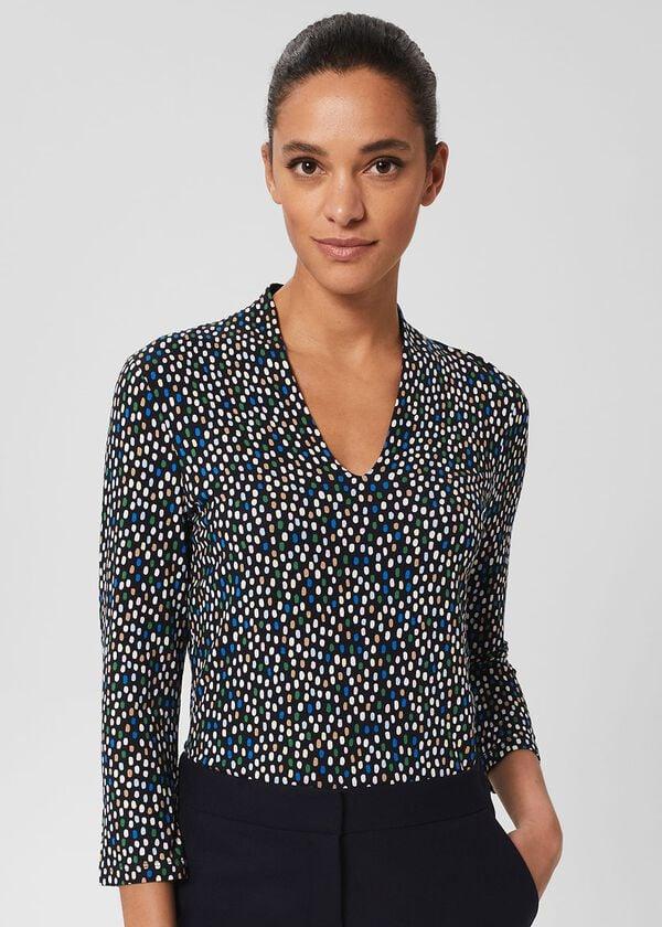 hobbs Aimee Printed Top Navy Multi