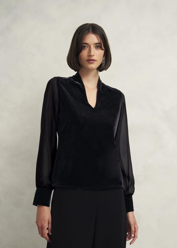 hobbs Aimee Velvet Top Black