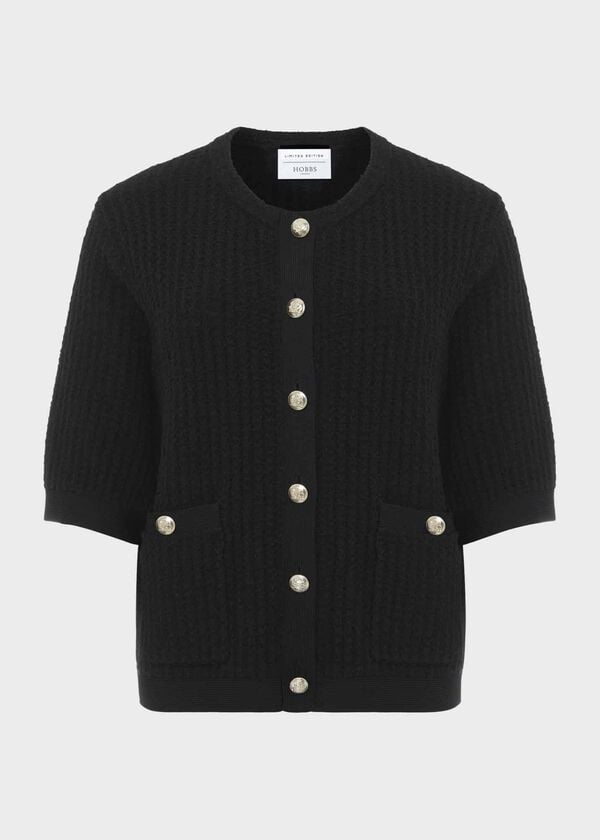 Hobbs Ainsley Cotton Blend Knit Jacket Black