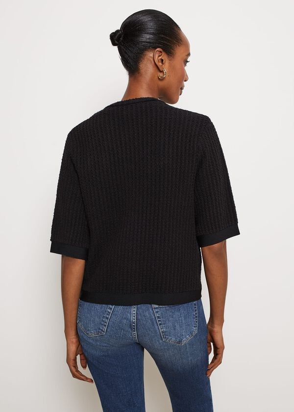 Hobbs Ainsley Cotton Blend Knit Jacket Black