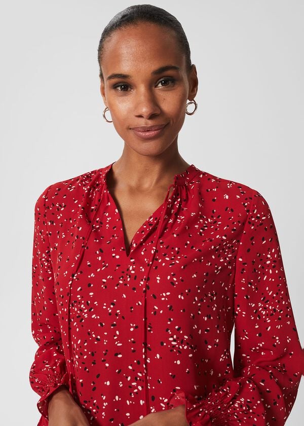 Hobbs Aisha Printed Blouse Red Multi