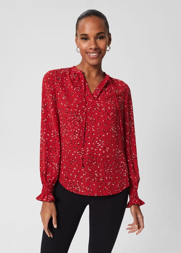 Hobbs Aisha Printed Blouse Red Multi