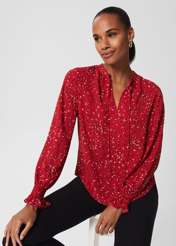 hobbs Aisha Printed Blouse Red Multi