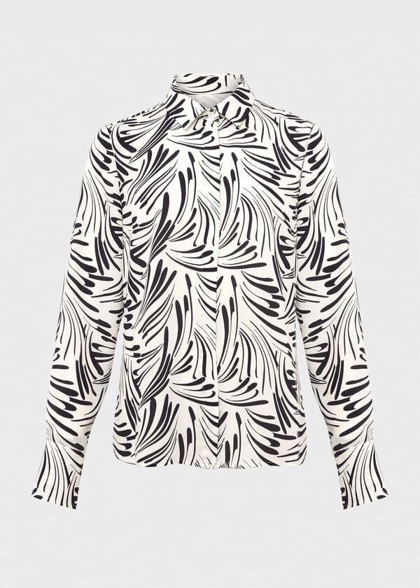 Hobbs Alana Shirt Ecru Navy