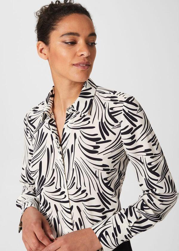 Hobbs Alana Shirt Ecru Navy