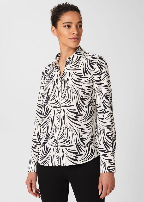 Hobbs Alana Shirt Ecru Navy