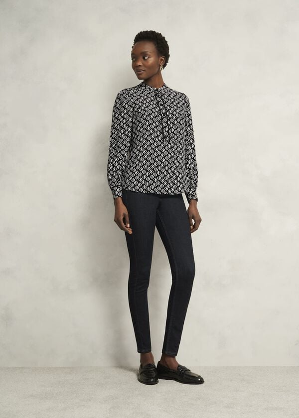 hobbs Alba Blouse Black Cream