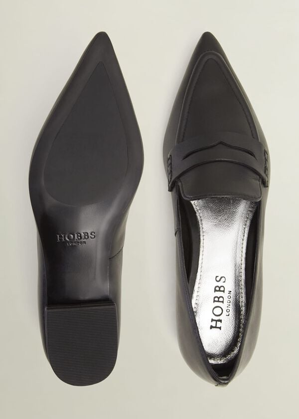 Hobbs Alberta Leather Pointed Loafers Black