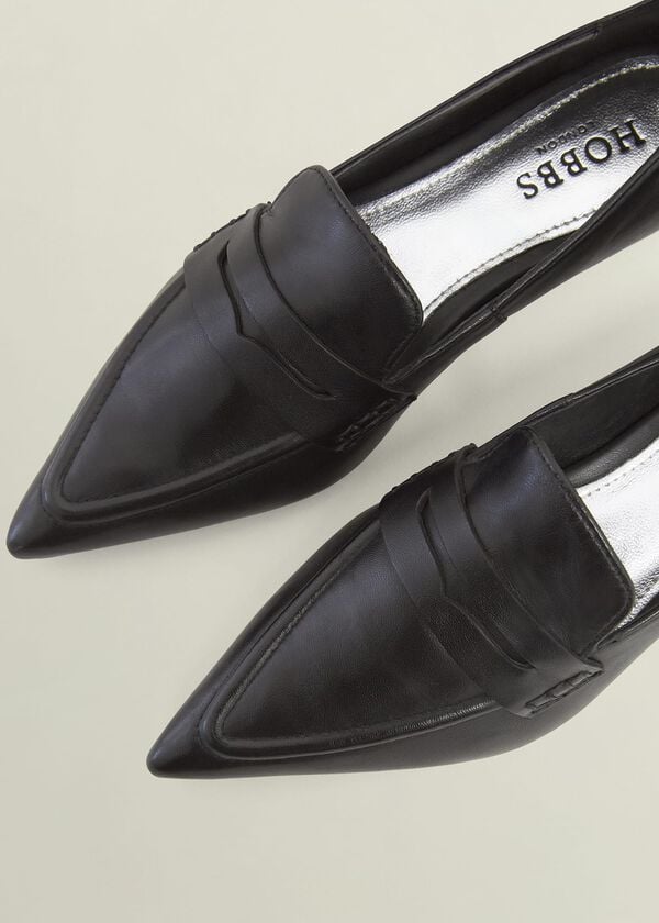 Hobbs Alberta Leather Pointed Loafers Black
