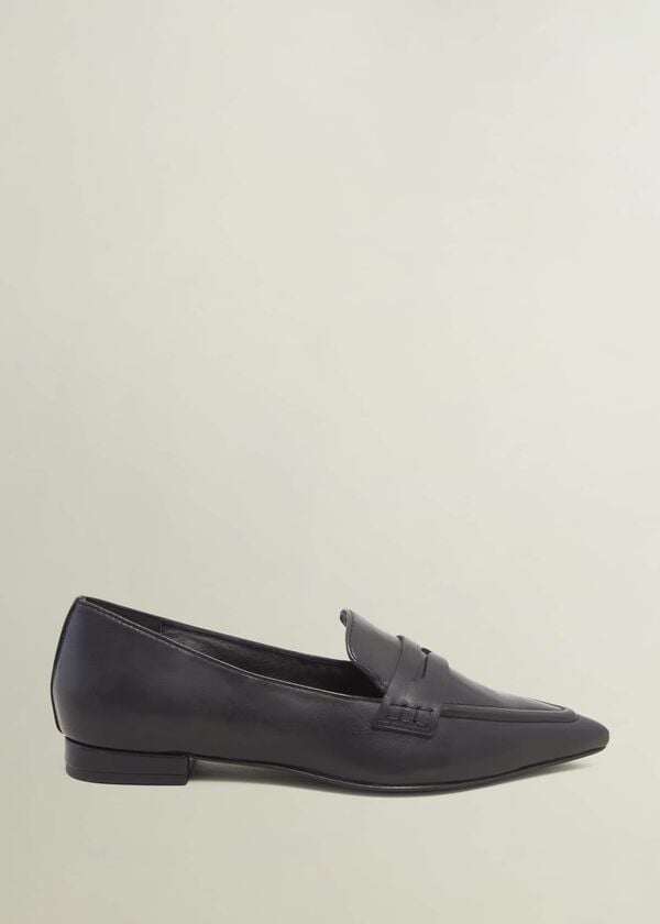 hobbs Alberta Leather Pointed Loafers Black
