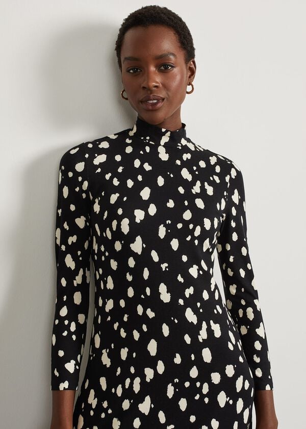 Hobbs Alcott Jersey Dress Black Cream
