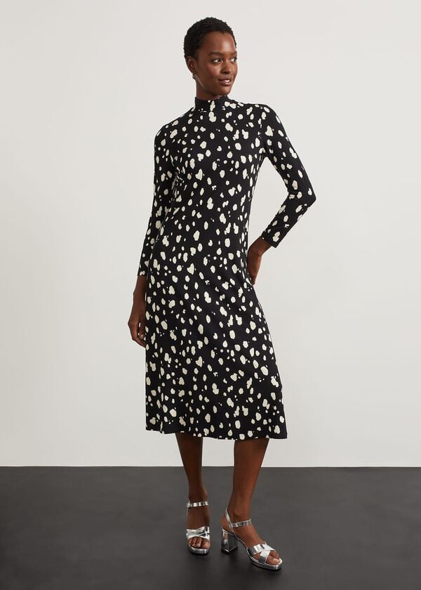 hobbs Alcott Jersey Dress Black Cream