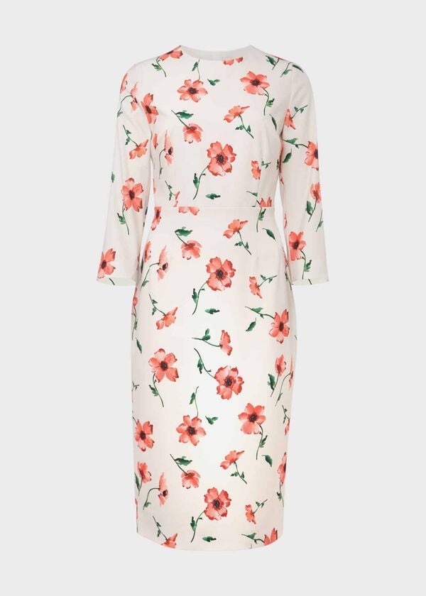 Hobbs Aleena Floral Shift Dress Cream Red Multi